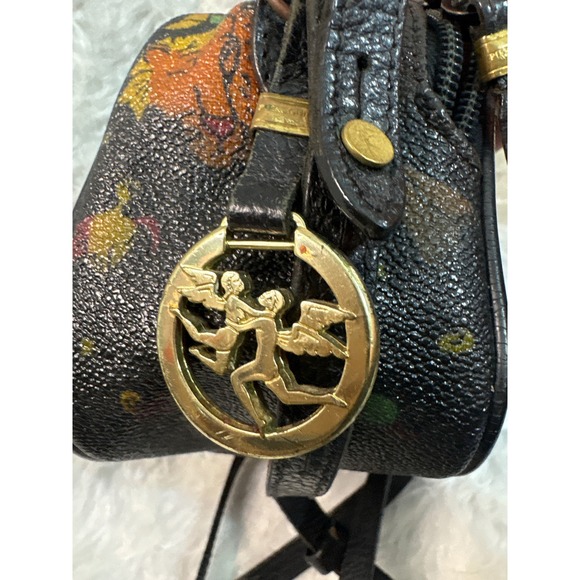 Piero Guidi Magic Circus Black Coated Canvas Crossbody Bag Made in Italy Angel - Picture 5 of 9